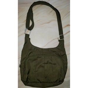 Travelon Crossbody Shoulder Bag   Adjustable Strap Green Pockets VGUC Summer